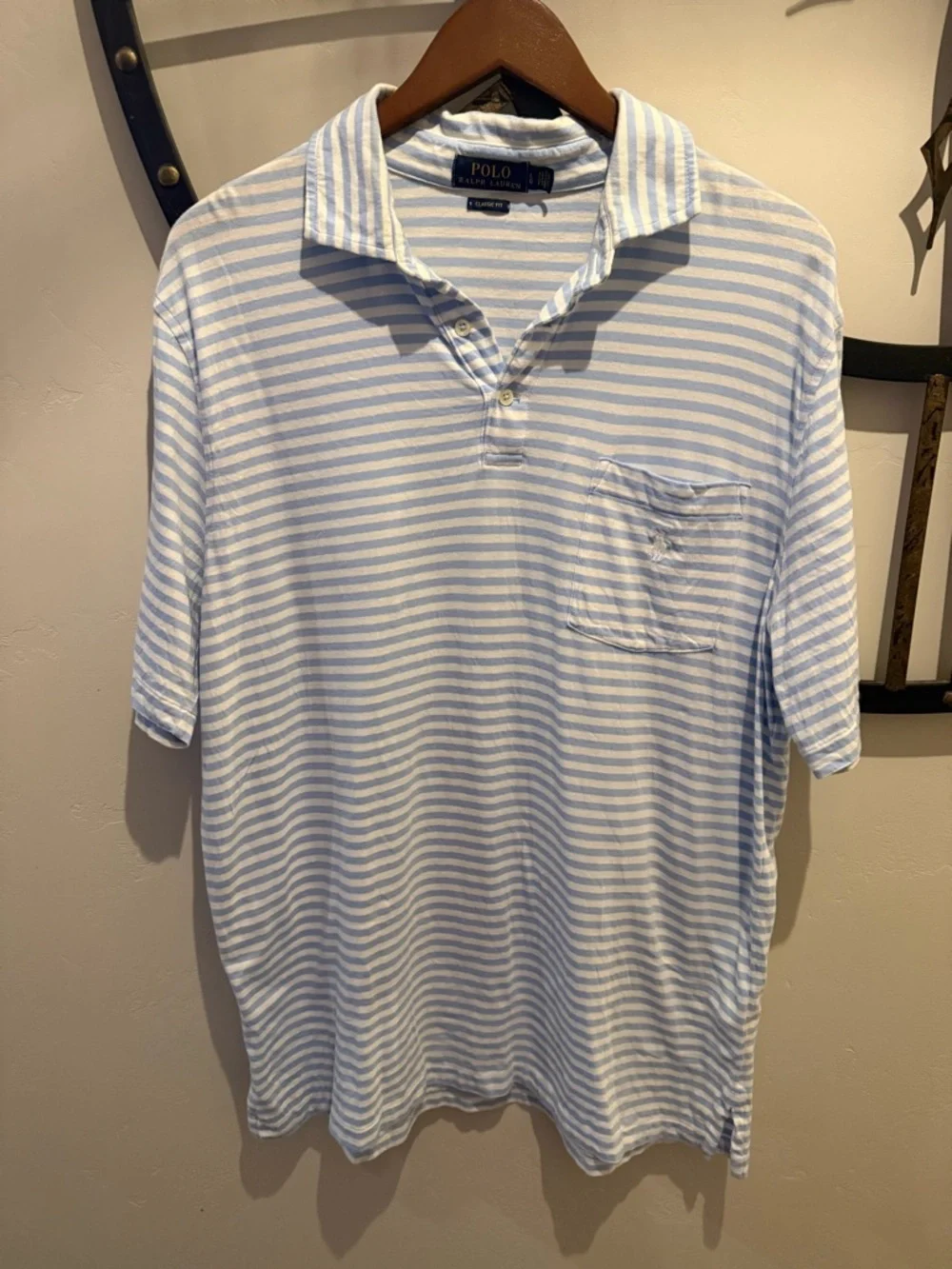 Polo by Ralph Lauren Men’s Light Blue & White Striped Polo